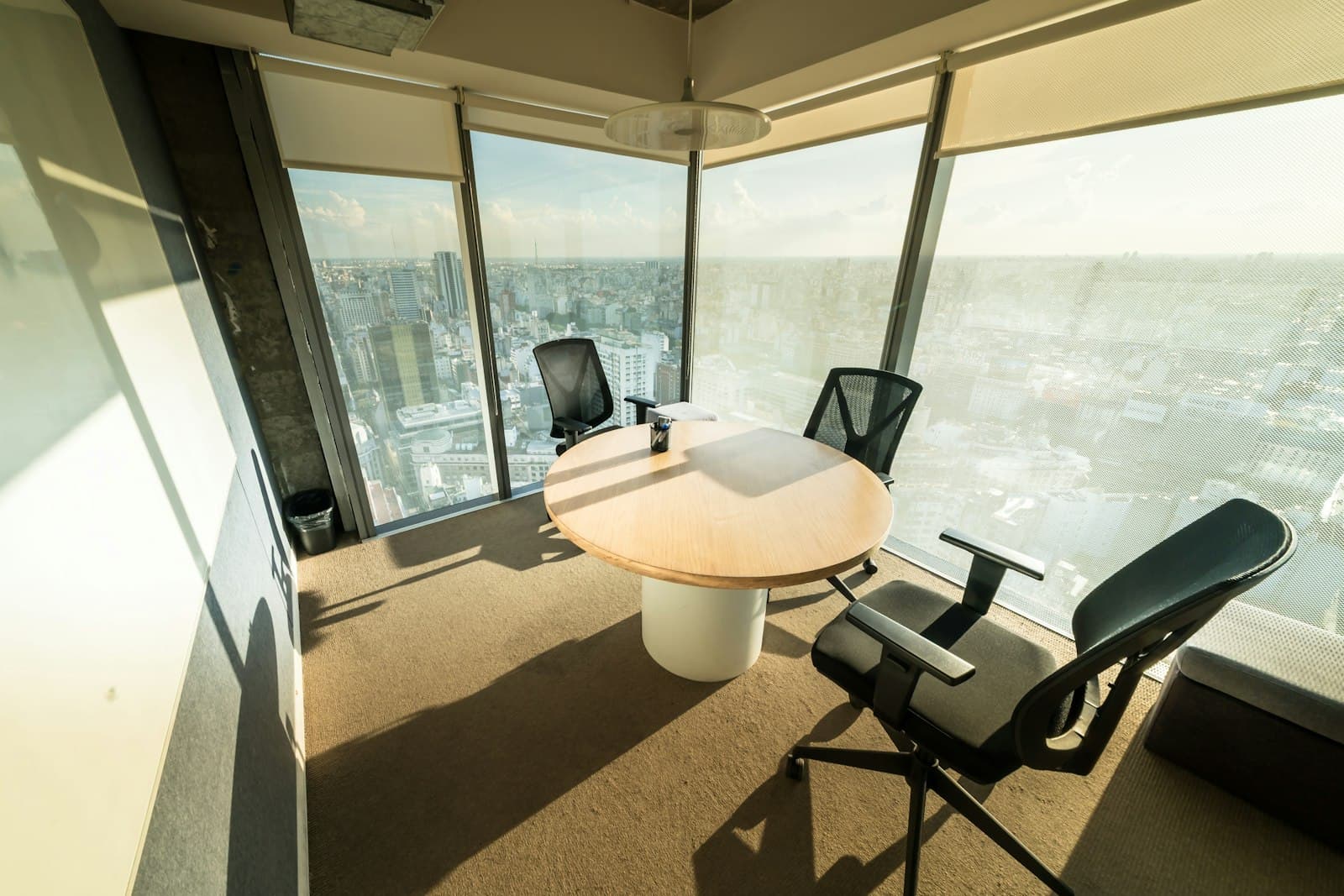 Modern meeting room overlooking the city