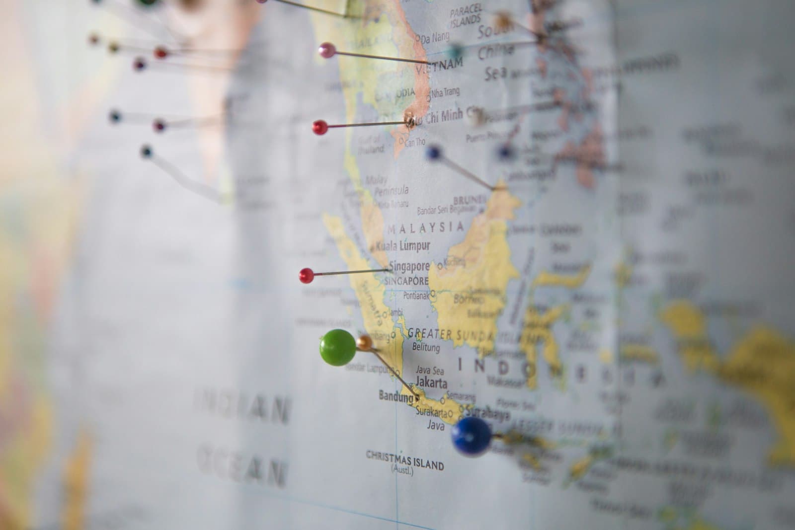 World map marked with trade location pins